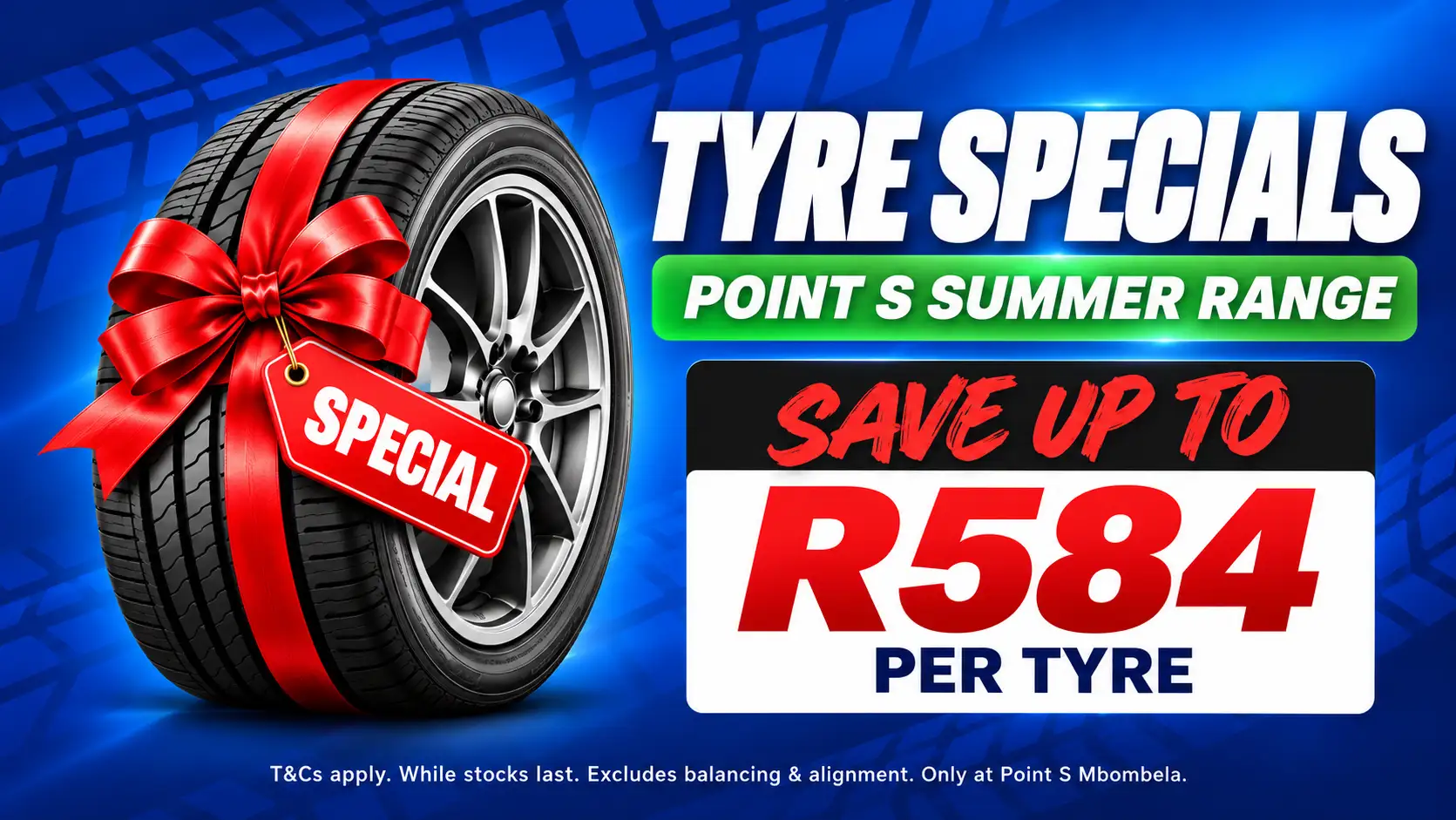 Red-ribbon tyre specials with R584 savings